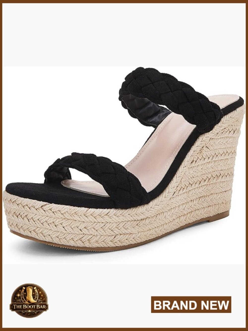 Wedge Platform Sandals Espadrilles Two Strap Slip On Summer Slide